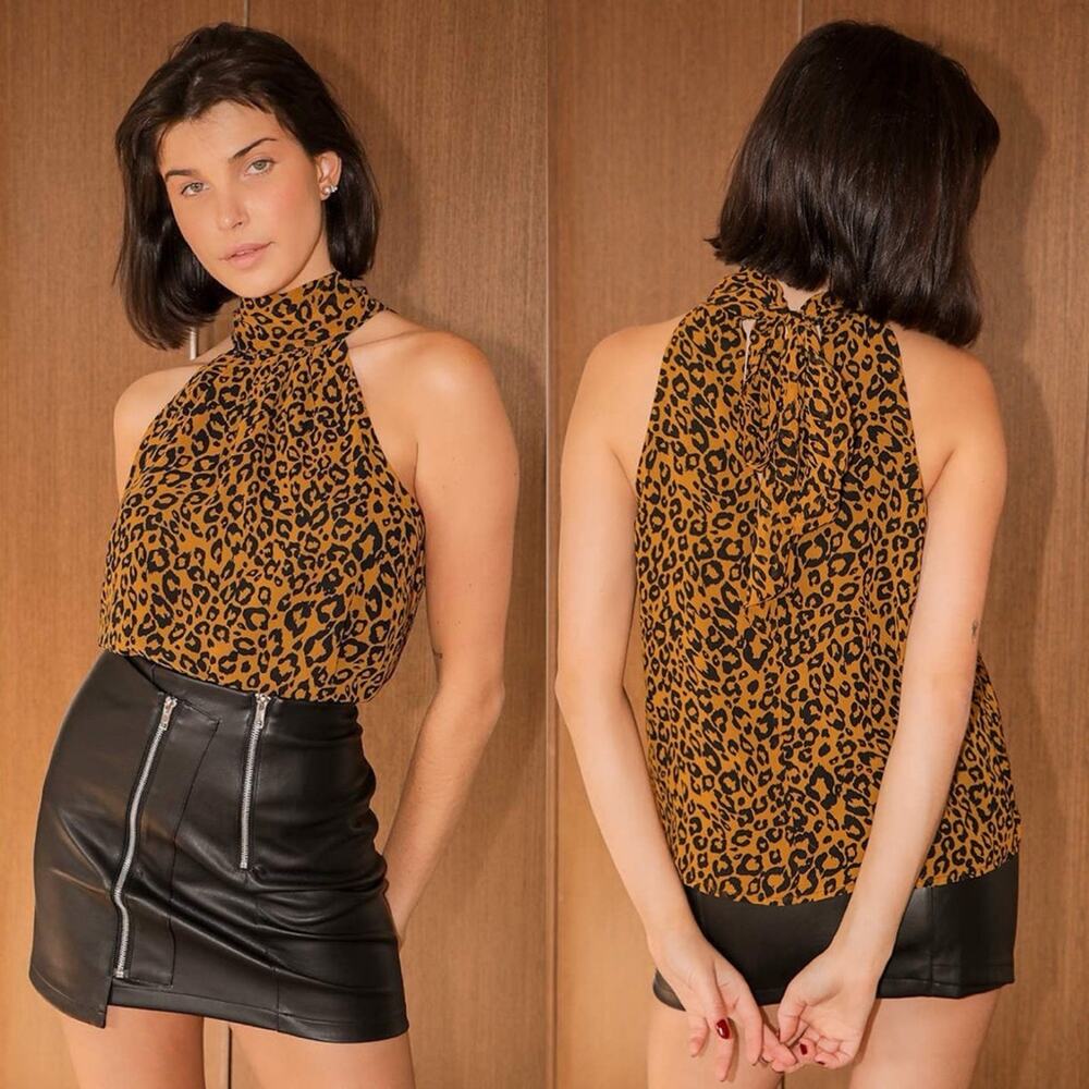Lulus Wild and Wonderful Mustard Yellow Leopard Print Sleeveless Top